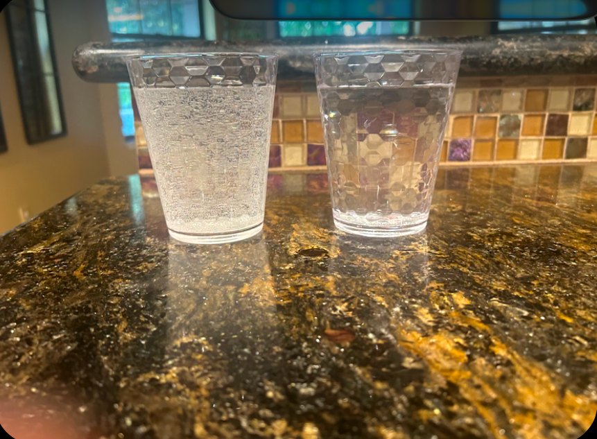 Fresno tap water before and after a whole-home filtration install by Nick