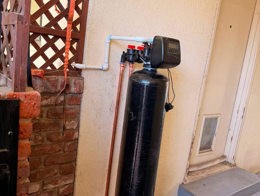 Copper plumbing on a water softener install
