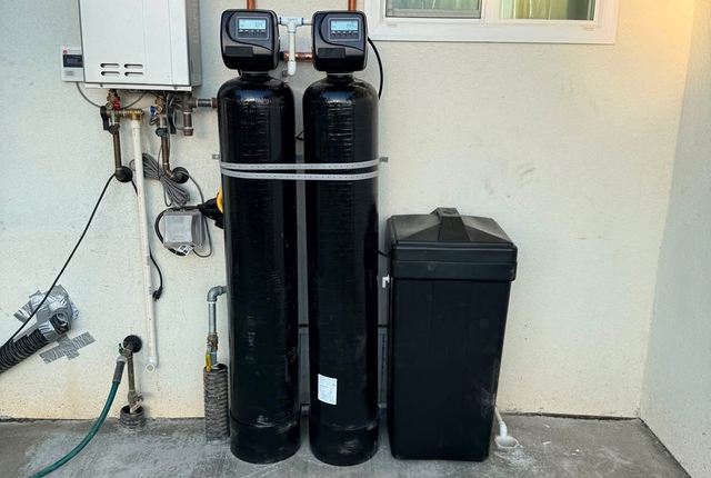 Twin tankless water treatment system installed at a Reedley-area home